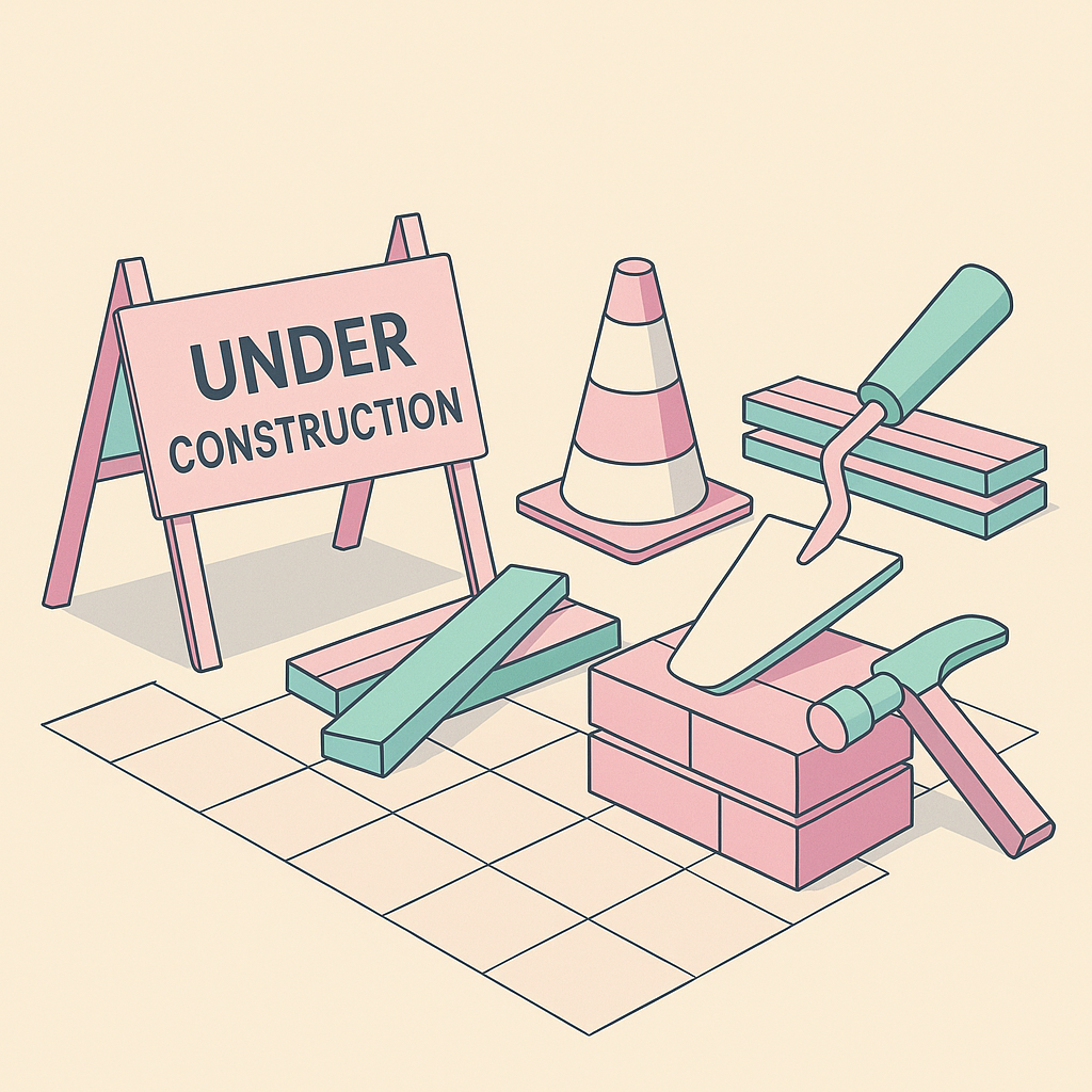 Under construction illustration showing tools and building materials